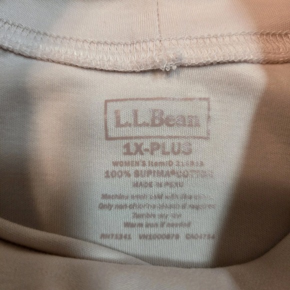 LL Bean Size 1X Light Pale Pink 100% Supima Cotton Turtleneck  214986 - Picture 5 of 5